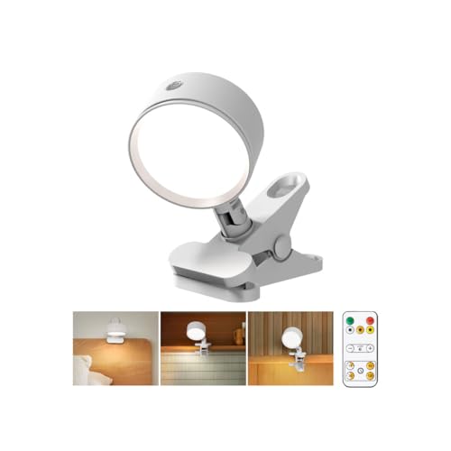 Clip on Light 5000mAh Rechargeable Battery, Clamp Reading Light for Bed - color: White