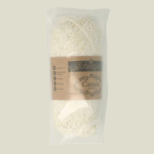 Scheepjes Catona Shine 50 g (105-G) Bridal White with Gold Metallic Thread - color: 105-G Bridal White - Gold