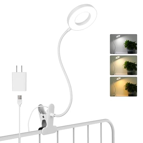 Woputne Desk Lamp Clip on Desk Reading Lights for Books in Bed (White) - size: White-1 Piece-Standard-With Adapter