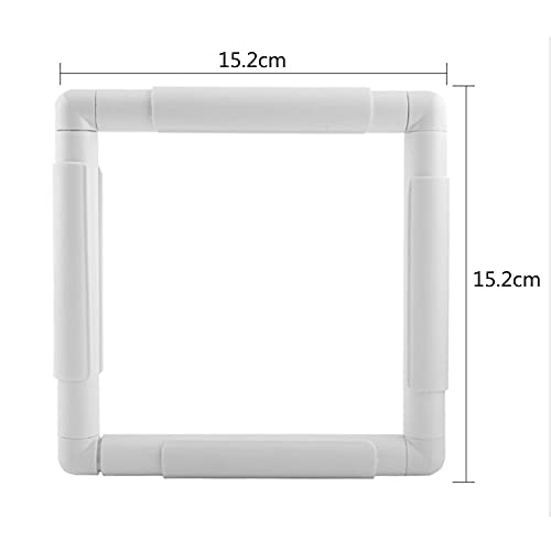 Small Square Embroidery Hoop, 6inch Plastic Cross Stitch Frame Clip White DIY Sewing Tools Hoops Craft Embroidery Snap Frame Hoop for Cross Stitching Quilting, Needlepoint, Silk-Painting - size: 6 x 6 inch