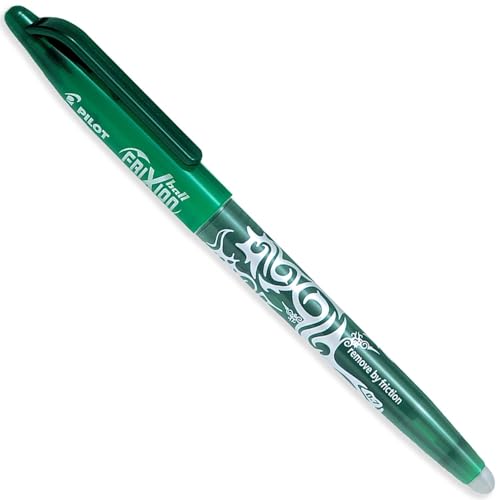 Pilot Frixion Heat/Friction Erasable Rollerball Pen FR7 - Medium Line 0.7mm Tip Nib - Pillow Pack of 1 Pen + 3 Refills (Green) - color: Green