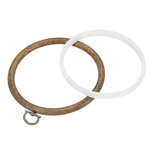 MECCANIXITY Embroidery Hoop Frame 4.7 Inch Round Imitated Wood Circle Cross-Stitch Ring for Art Craft Sewing Ornament, Pack of 2 - size: 4.7"