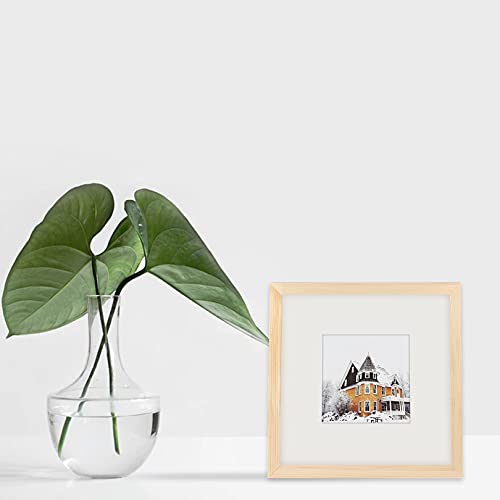 WUTL 8x8 Picture Frames Solid Wood 4x4 Square Frame with Mat Grain 6 Pack - color: Grain, size: 8x8