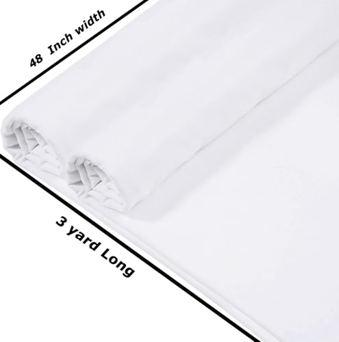 3 Yard 100% Cotton Muslin Fabric, 48" Wide, Medium Weight - White - color: White (Bleached), size: 3 Yard