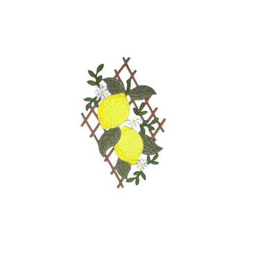 Embroidered Iron on Patches Applique, Lemon Embroidered - color: Lemon