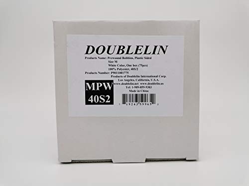 DOUBLELIN MPW-40S2 Prewound Bobbins, Size M, White, 75 pcs - color: 40S/2 White