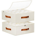 Foyego Cup and Mug Storage Box, Beige, 2 Pack - color: Beige, size: 15.7"L x 15.7"W x 6"H-2 Pack