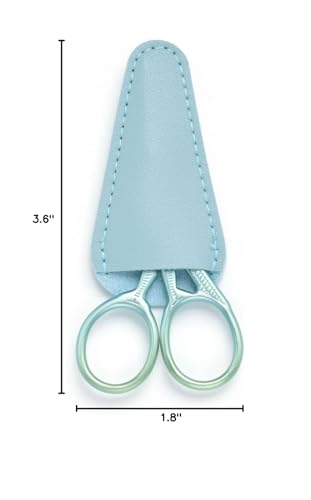 3.6" Sewing Embroidery Scissors with Artificial Leather Cover(Fresh Green) - color: Fresh Green