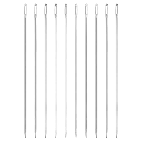 uxcell 50Pcs Large Eye Needles, 4.92" 1.6mm High Carbon Iron Embroidery Thread Needle Sewing Big Eye Needle Knitting Needles for Hand Sewing Art Crafts, Silver - size: 1.6x125mm