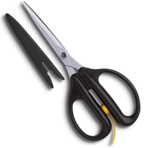 CANARY Spring Loaded Craft Scissors with Cover 7.2" [Long Blade], Made in JAPAN, Razor Sharp Japanese Stainless Steel Blade, Black - size: Spring (Long)