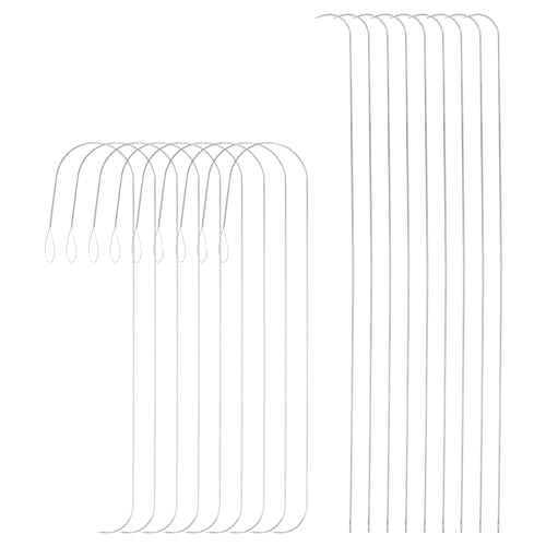 HARFINGTON 5pcs Bead Spinner Needles 0.6mm 0.7mm Dia Large Eye Curved Beading Needle Stainless Steel Embroidery Sewing Needles