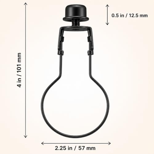 Creative Hobbies® Lamp Shade Light Bulb Clip Adapter Clip on with Shade Attaching Finial Top, Black Color | 2 Pack - color: Black