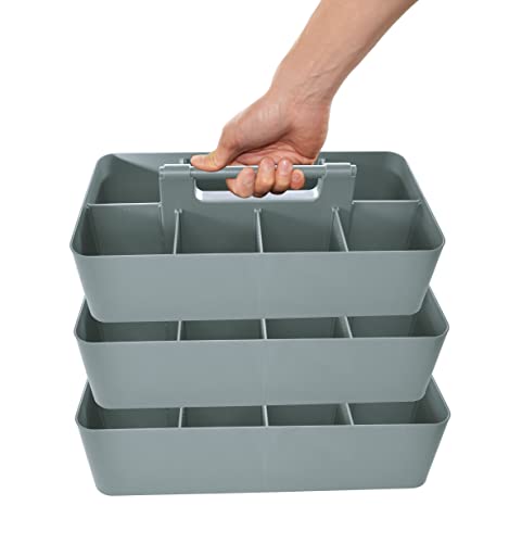 -Large Portable Caddy, DIY Dividers, 8 Compartments, School Office Supplies Home Business Organizer,Portable Basket with Handle Storage Made in USA (3 PACK, Orion Gray) - color: Orion Gray, size: 3 PACK