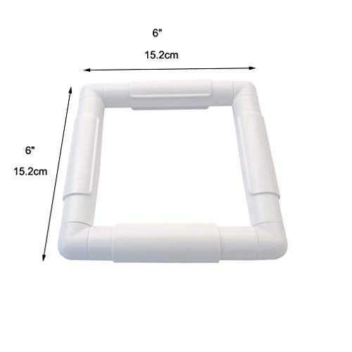 6 X 6 Plastic Cross Stitch Frame Square Embroidery Hoop White DIY Sewing Tools Sewing Hoop Handhold Craft Clip Embroidery Snap Frame Hoop for Cross Stitching Quilting (6 X 6) - size: 6 X 6"