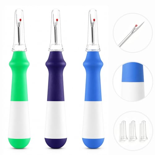 Lhedon Seam Ripper 3 PCS Ergonomic Grip Sewing Thread Remover Tool - color: Blue/Green