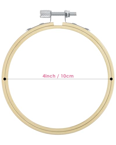TINDTOP 16 Pieces 4 inch Embroidery Hoops, Bamboo Frame Circle Cross Stitch Hoop Ring Embroidery Hoops Set for Embroidery and Cross Stitch - color: 16 Pcs, 4 Inch