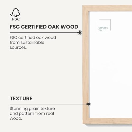 Opposite Wall - 8x10 in - Natural Solid Oak Wood Picture Frames with Mat - Wall Hanging & Tabletop Photo Frame - Pictures Display 5x7 with Mat, 8x10 without - Office, Gallery & Home Decor - color: Natural, size: 8x10 in