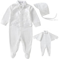 Booulfi Boy Baptism Outfits White Romper Fall Clothes Christening Gifts - color: Ivory, size: 9-12 Months