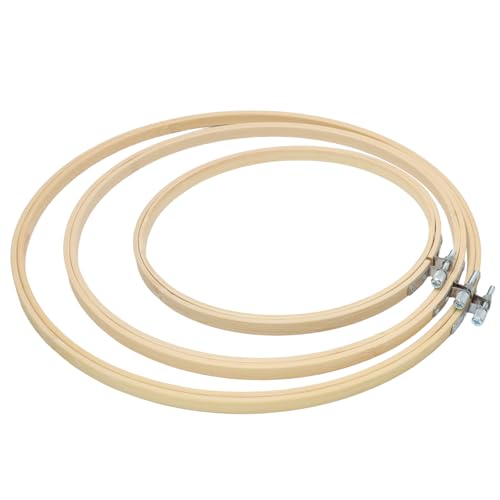 Biaungdo 3 Pcs Bamboo Embroidery Hoops, 8 & 10 & 12 Inch Cross Stitch Ring - size: 8 inch & 10 inch & 12 inch