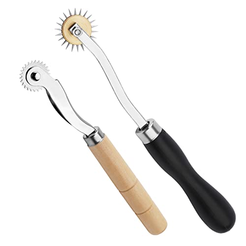 Lunarm Tracing Wheel Sewing Tool 2PCS Professional Stitch Marking Spacer - color: Black and Wood
