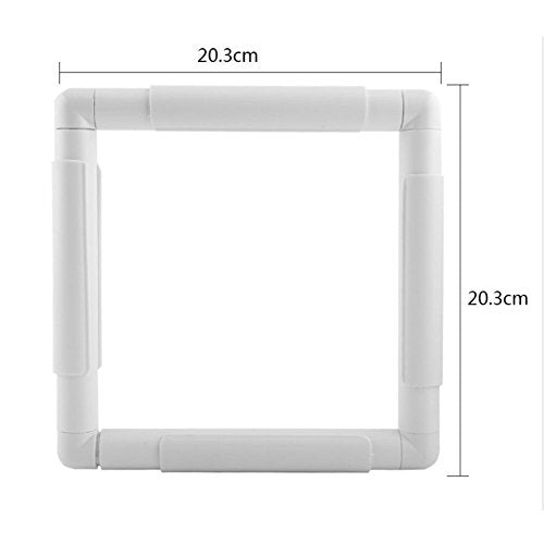Small Square Embroidery Hoop, 8inch Plastic Cross Stitch Frame Clip White DIY Sewing Tools Hoops Craft Embroidery Snap Frame Hoop for Cross Stitching Quilting, Needlepoint, Silk-Painting - size: 8 x 8 inch