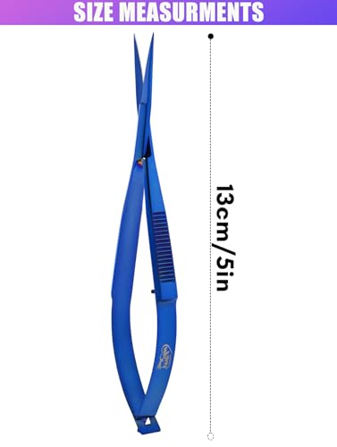Cross Edge Spring Scissors 5 Inch straight Stainless Steel Precision Eyebrow & Eyelash Shaping & Trimming Scissor, Snips Squeeze, Embroidery & Knitting Micro Tip Craft (Blue) - color: Cec-ss-04