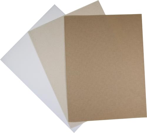 KCS 3 pc of 12" x 18" 14CT Counted Cotton Aida Cloth Cross Stitch Fabric (White+Oatmeal+Khaki) - color: White+oatmeal+khaki