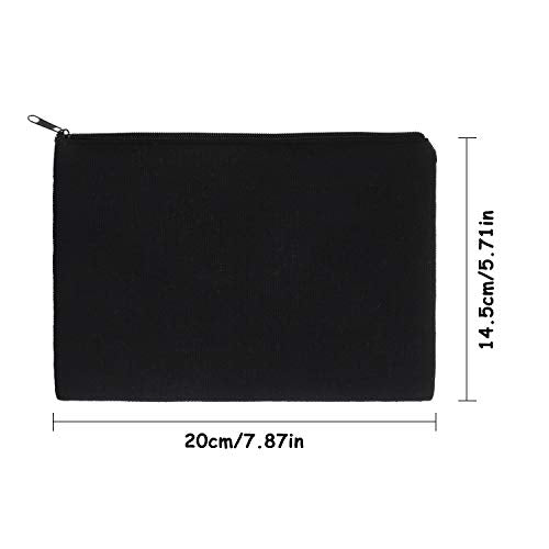 Gejoy 10 Pack Blank Canvas Cosmetic Bags Zipper Pouch DIY,M,Beige and Black - color: Beige and Black, size: Medium