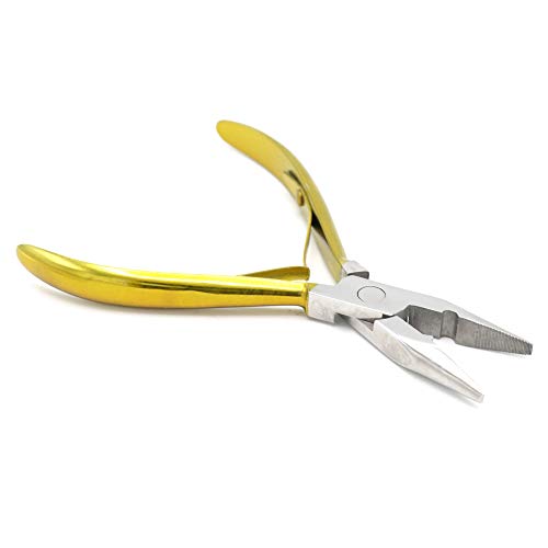 Professional Hair Extension & Beading Tool Kit Remove Plier Set for beads (4 Piece) I-Link Micro Ring Loop Needle Pulling Hook Threader Wire for Silicone Rings (Yellow) - color: Yellow