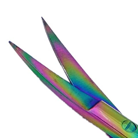 Embroidery Sewing Scissor - Titanium Spring Action Scissor 4.75" - German Stainless Steel, Curved Tip, Snips, Thread Cutter - By The Unique Edge