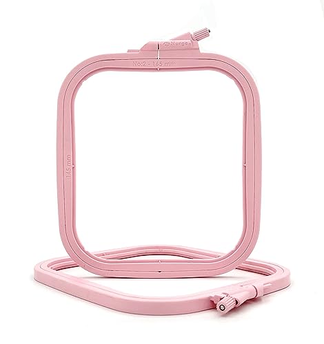 Nurge Square Embroidery Hoop - Plastic Cross Stitch Frame for Needlepoint & Embroidery - Adjustable Craft Hoop - Pink - No:2 (Small) - color: Pink, size: No:2 (Small)