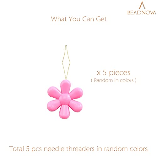 BEADNOVA Embroidery Needle Threader Tool 5pcs Plastic Flower Head Sewing Machine Needle Threader for Hand Sewing Cross Stitch Craft Knitting Quilting (5pcs, Mix Colors) - color: 5pcs