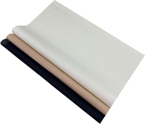 KCS 3 pc of 15" x 18"(38cmx45cm) Counted Cross Stitch Cotton Aida Cloth Needlework Rolled Fabric Box,16CT,Antique White+Khaki+Black - color: Antique White+khaki+black, size: 16CT