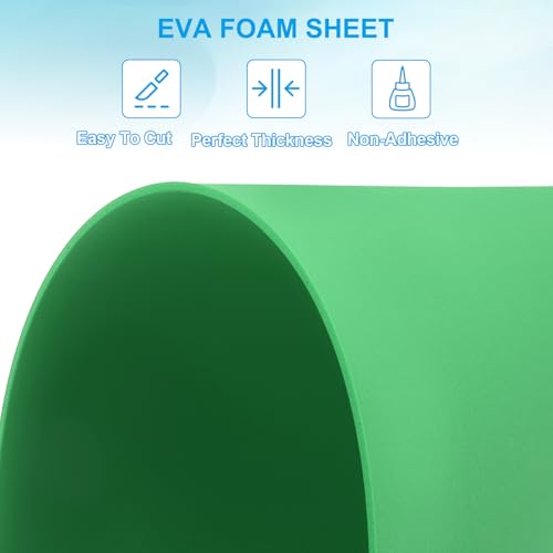 PATIKIL EVA Foam Sheet 10Pcs 12x8 Inch 2mm Thick Green - color: Green