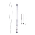 Hair Extension Tools 3 Different Size Knitting Hook Needles+ 1 Holder +1 Pulling Needle Loop Threader Aluminum Ventilating Holder and Needles Kit (Silver)