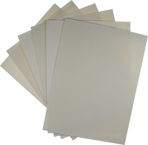 KCS 6 pc of 12" x 18"(30cmx45cm) 14CT Counted Cotton Aida Cloth Cross Stitch Fabric (Antique White+Cream) - color: Antique White+cream