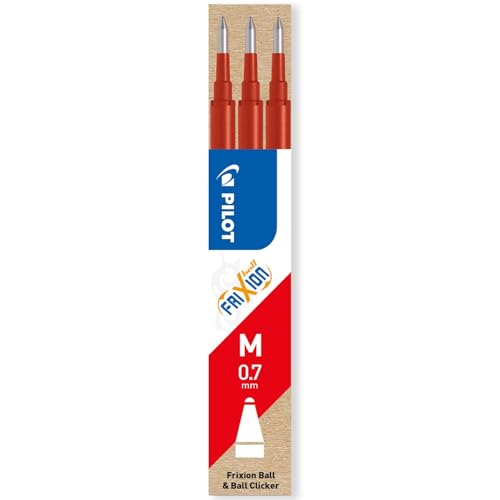 PILOT Frixion Heat/Friction Erasable Rollerball Pen FR7 - Medium Line 0.7mm Tip Nib - In Envelope Gift Packaging - Pack of 1 Pen + 3 Refills (Red) - color: Red