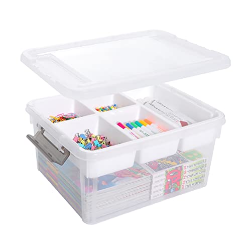Citylife 17QT Clear Craft Organizers and Storage Box with Removable Tray - size: 17 Qt- 1 Pack