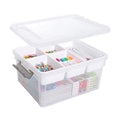 Citylife 17QT Clear Craft Organizers and Storage Box with Removable Tray - size: 17 Qt- 1 Pack