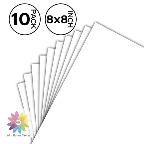 Mat Board Center 10 Pack Uncut Mat Boards, 8x8 White Matboards - size: 8x8