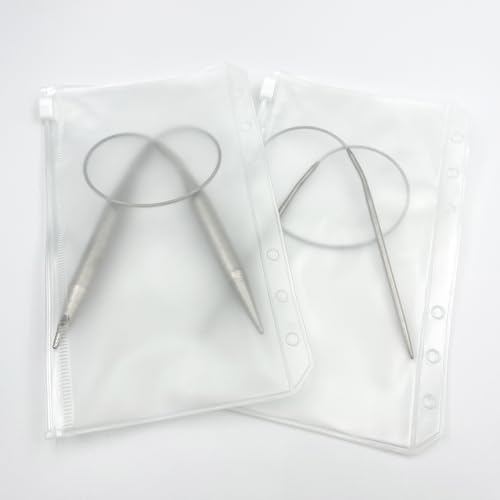 metulip 15Pcs A6 Size Circular Knitting Needle Organizer PVC Binder Zipper Pouch Knitting Needle Organizer for Round Knitting Needles Storage, Cable Knitting Needles Storage, Knitting Tools Holder