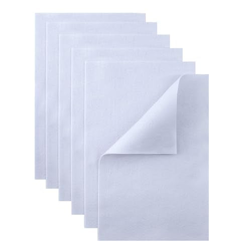 HaoFeiJH White Felt Sheets - 6PCS Soft Felt Squares (8x12 A4), 1.5mm Thick, Ideal for Sewing, Patchwork, Decoration, Embroidering, DIY Craft - color: 0- White