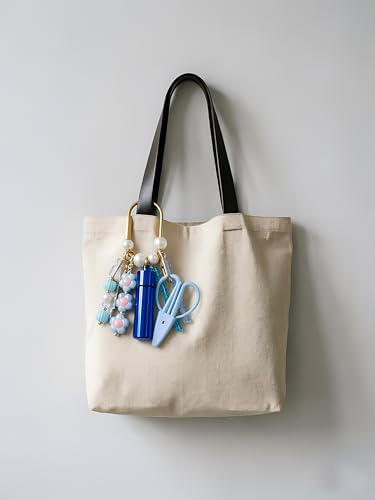 MEYAGO Needlepoint Bag Charm Tool Kit with Mini Embroidery Scissors, Needle Threader, Needle Holder Tube & Gold Keyring, Portable Embroidery Accessories for Cross Stitch Sewing DIY Crafts (Blue) - color: Blue
