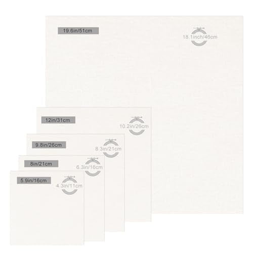 20 PCS Cotton Embroidery Fabric, Natural Color Cloth Squares - color: Natural Color, size: 5.9 to 19.6 Inch