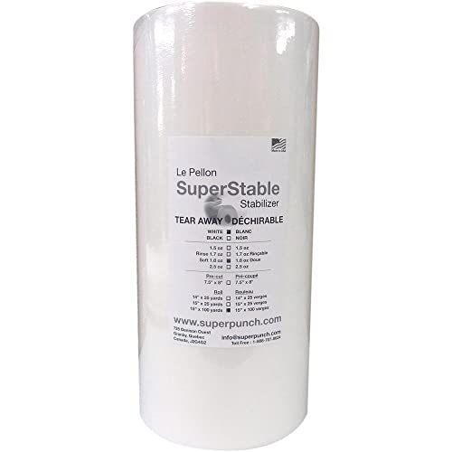 Superpunch Soft Tear Away Stabilizer, 1.8 oz, White, 15 in x 100 yd - size: 15" x 100 yards roll