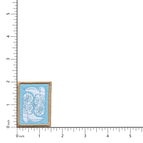 Blue Boots Patch, 2" x 1.5", Embroidered Iron-On for Hats, Bags, Jackets, 2-Pack - color: Blue Boots