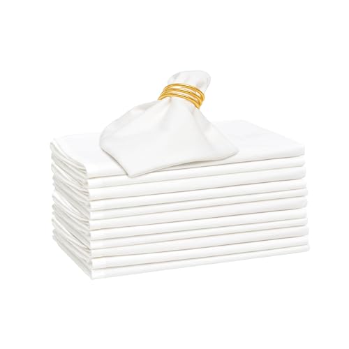 Reusable White Cloth Napkins - 12 Pack, 100% Cotton, 18”x18”, Washable White Cotton Napkins - Customizable, Personalizable and Easy to Embroider, Dye and Print (12 Pack) - color: White