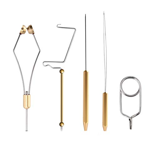 HERCULES Fly Tying Tools, Fly Tying Kit with Bobbin Thread Holder, Wire Threader, Knot Whip Finisher, Hackle Plier, Bodkin, Fly Fishing Lure Making Accessories - color: 5pcs Fly Tying Tools