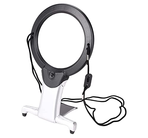 ARSUK Hands Free Magnifying Glass for Close Work with Light 2X Lens & 6X Spot Magnifier, Neck Hanging LED Magnifier for Seniors, Coins, Cross Stitch, Sewing, Embroidery, Reading, Needlepoint, Hobbies
