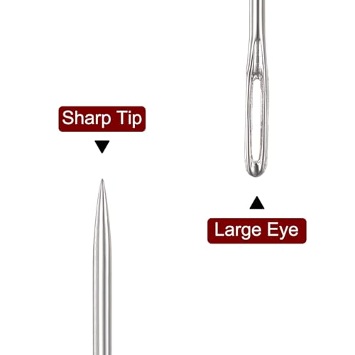 HARFINGTON 10pcs 6.89 Inch Upholstery Needles Large Eye Stitching Needles Stainless Steel Straight Hand Sewing Needles for Home Hand Sewing Leather Tapestry Embroidery Tufting Webbing Carpet - size: 6.89 Inch